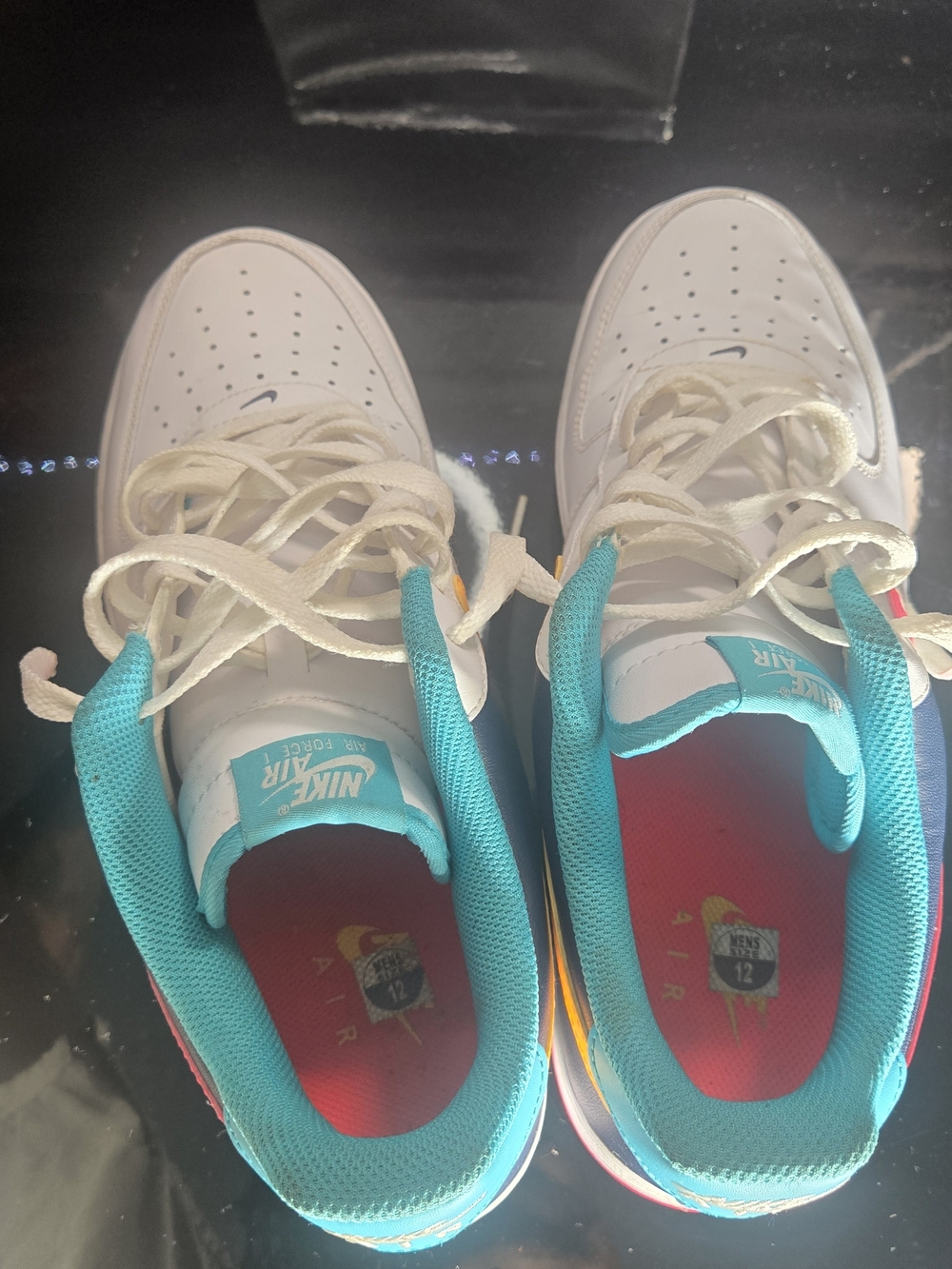 NIKE AIR FORCE 1 07 WHITE/RACER PINK-THUNDER BLUE size 12** - Picture 6 of 8